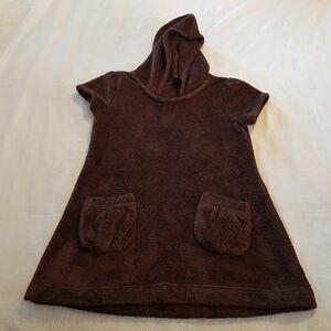 Gap girls XXL brown plush swim cover up has pockets & hood VGUC